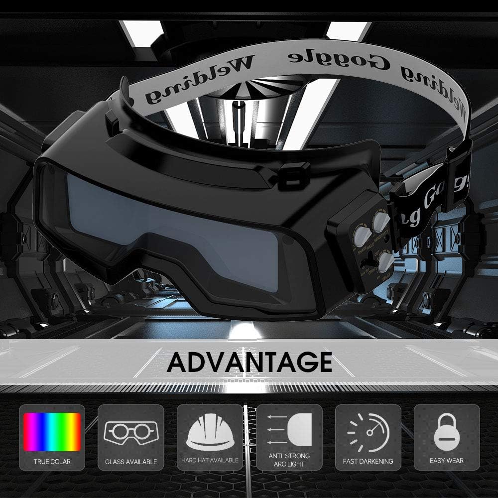 YESWELDER True Color Auto Darkening Welding Goggles, Wide Shade Range 4/5-9/9-13 with Grinding, Welding Glasses Welder Mask Welding Helmet for TIG MIG ARC Plasma Cut - - 