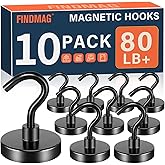 FINDMAG Magnetic Hooks Heavy Duty, 80lb+ Strong Magnetic Hooks for Cruise Cabins, Heavy Duty Magnets with Hook for Refrigerator, Black Magnet Hook for Classroom Kitchen Home 2026 Cruise Essentials