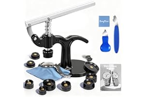EasyTime Watch Repair Press Tool：16 PCS Watch Back Case Closer for Battery Replacement with Pry Bars 12 Dies
