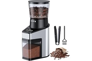 Artkoff Burr Coffee Grinder with 60 Grinding Settings, Electric Coffee Bean Grinder for Home Use with 60 Seconds Timer & 1-8 Cup, Touch Screen, Anti-static, Stainless Steel, Black