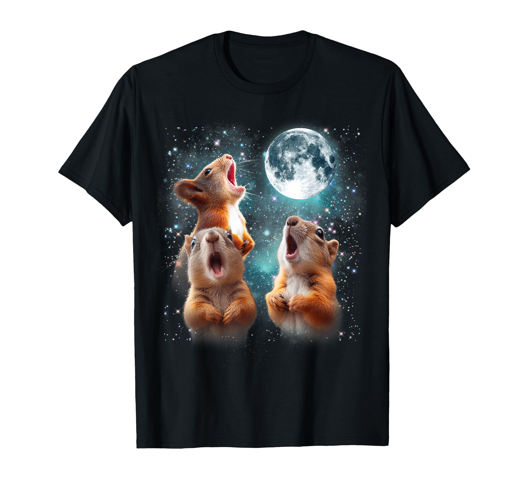 Photo 1 of 3 Squirrel Moon Howling Squirrel Head Funny For Men Women T-Shirt