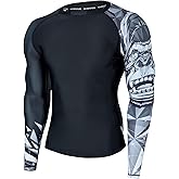 ADOREISM Quick-Dry Men's Long Sleeve Rash Guard UPF 50+ Compression Swim Shirt