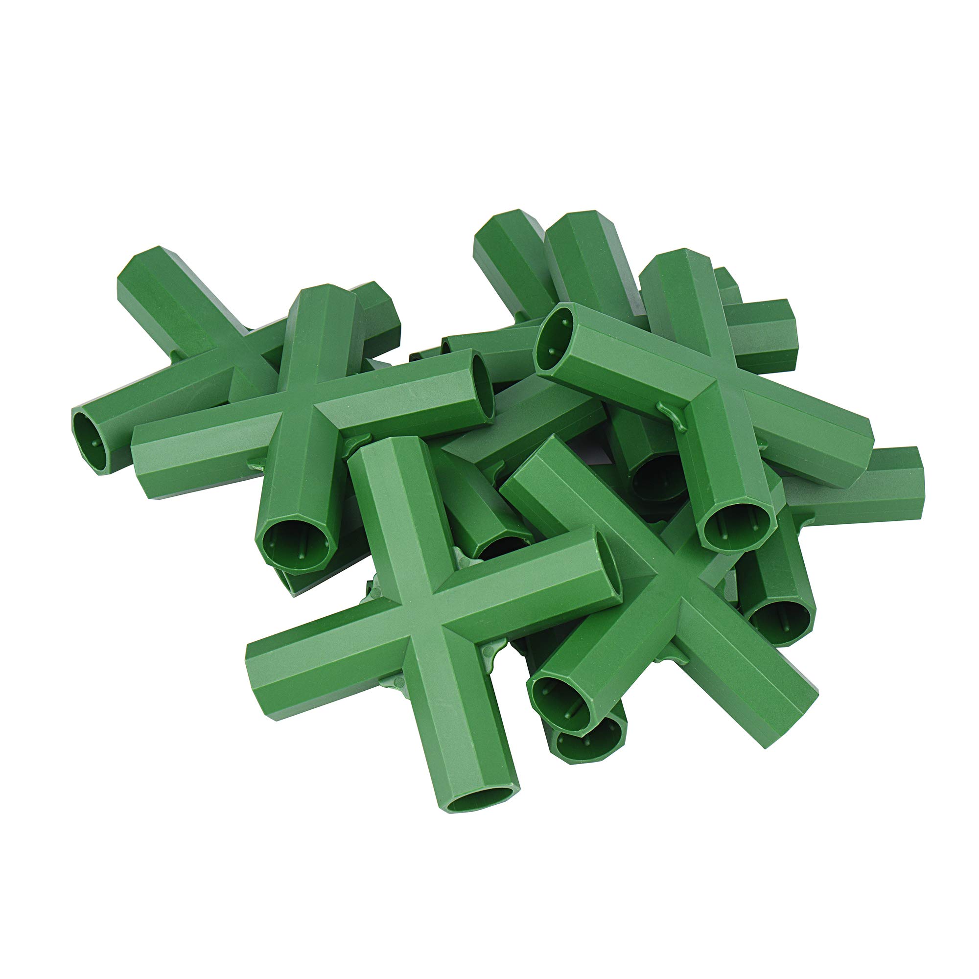10PCS 16mm Greenhouse Frame Furniture Connectors Fitting Build Garden Framework Supports Cages Fruit Cages Netting Frames Fencing Building Connectors (Green 4-Way Cross)