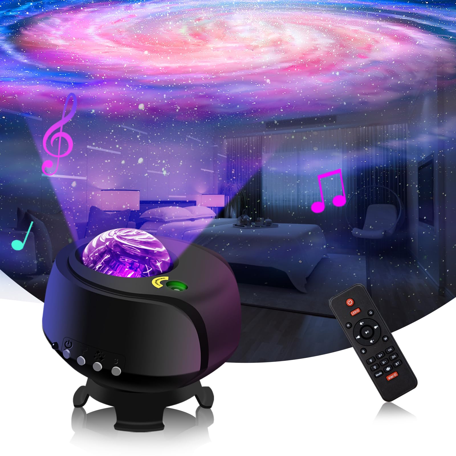 FLITI The Largest Coverage Area Starry Sky Projector, LED Galaxy Projector, with Changing Nebula and Galaxy Shapes, Night Light