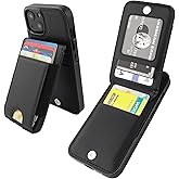 KIHUWEY for iPhone 13/14 Case Wallet with Card Holder, Large Capacity RFID Blocking Flip PU Leather Kickstand Magnetic Clasp Shockproof Protection Credit Card Slots Cover 6.1 Inch(Black)