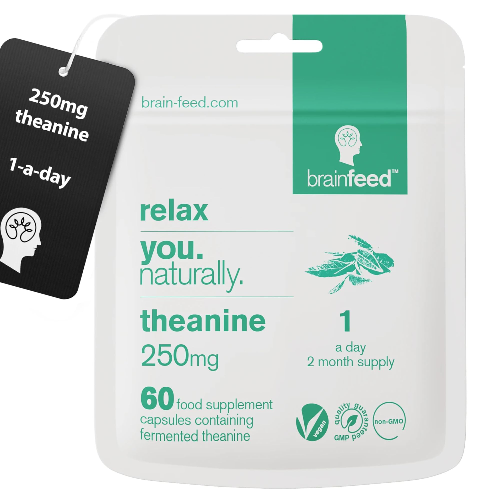 L theanine Supplements (60) | 250mg l-theanine Powder per Capsule - 1 A Day | GABA Supplements Support | Aids Relaxation Without Sedation | 2 Month Supply | Lab-Tested