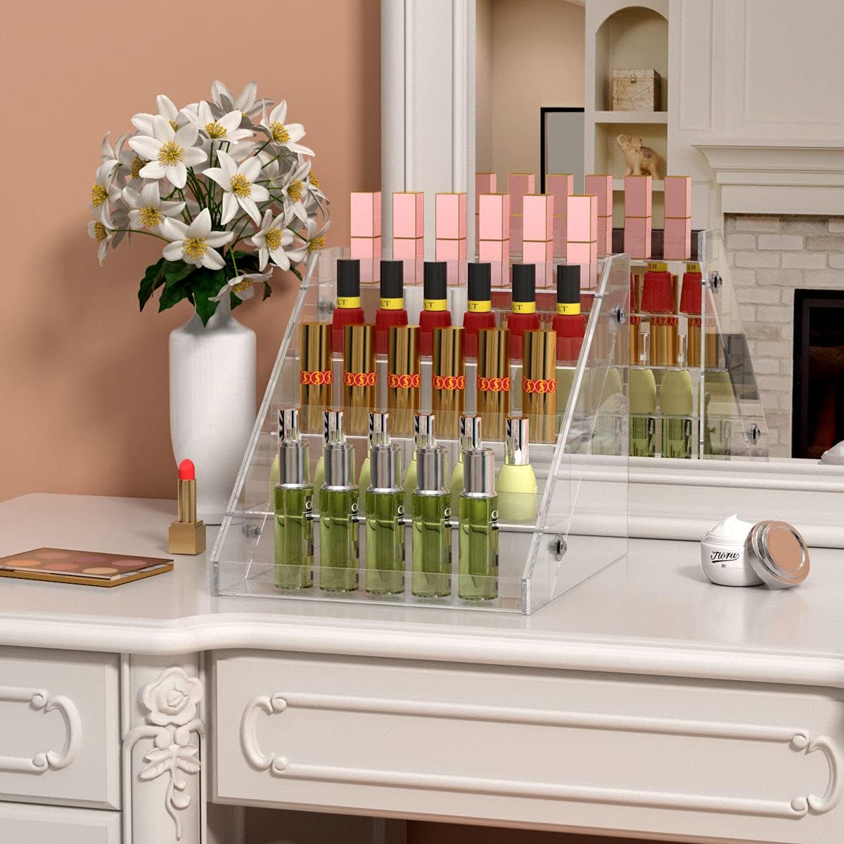 NIUBEE Acrylic Spice Rack, Clear 5 Tiers Seasoning Shelf Kitchen Spice Organizer for Countertop Pantry Cabinet: Home Improvement