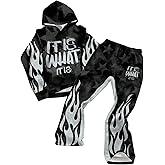 RoseSeek Boy's 2 Piece Sweatsuit Streetwear Letter Star Graphic Long Sleeve Hoodie and Long Sweatpants Sets