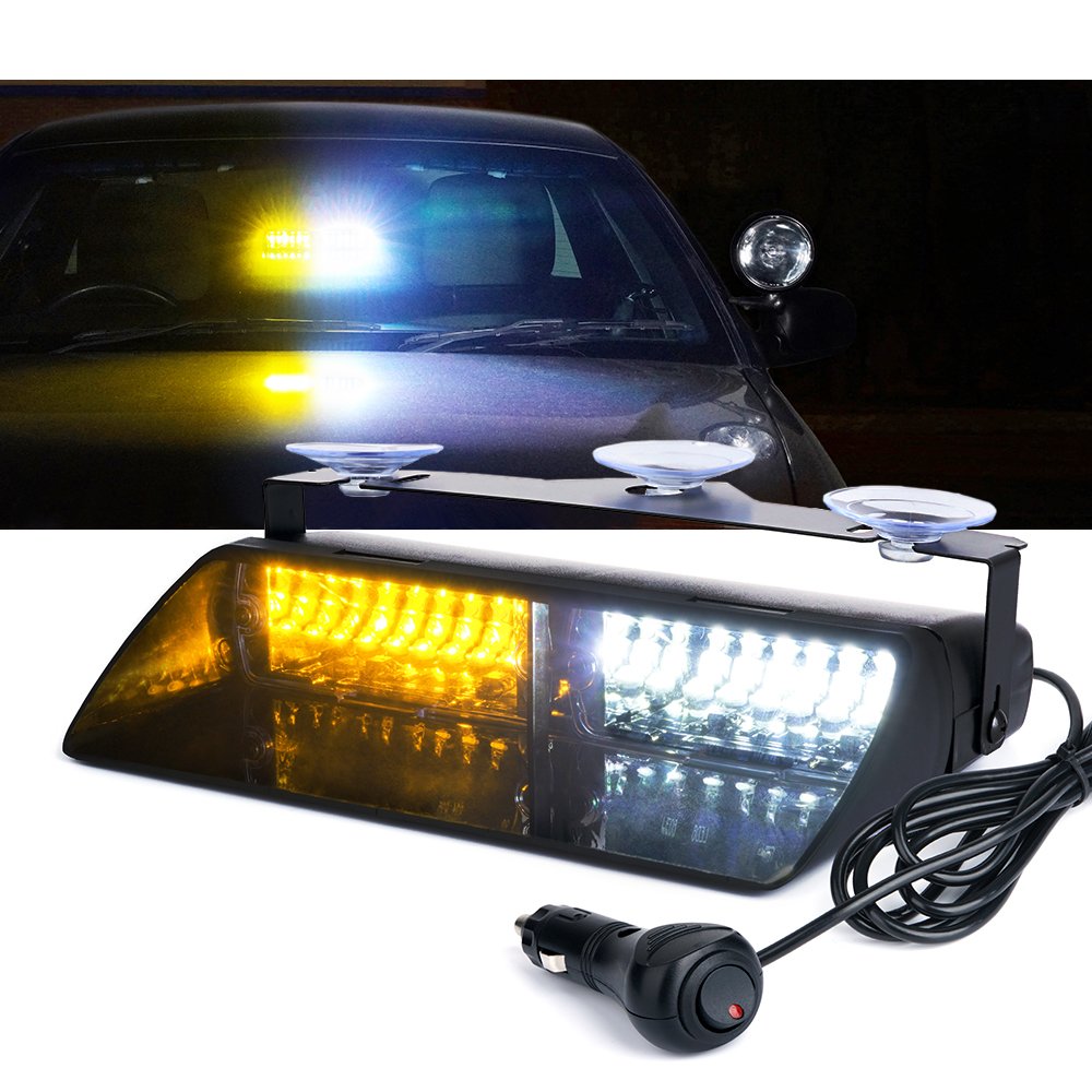 Photo 1 of **MISSING WINDOW MOUNT**Xprite Amber White LED Emergency Dash Strobe Light, Interior Windshield Safety Warning Traffic Lights w/Suction Cups, 12V Windshield Visor Light Bar for Construction Trucks Plows Postal Security Cars