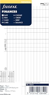 Filofax Personal Finances Refill White 95mm x 171mm 6 Hole 20 Leaves