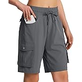 Women's 9" Hiking Cargo Shorts Quick Dry Lightweight Summer Shorts for Camping Travel Golf 6 Pockets