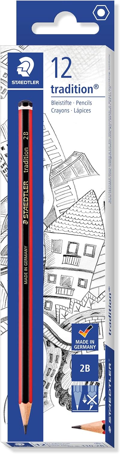Staedtler 110-2B Tradition Graphite Pencil 2B Box of 12 for Drawing