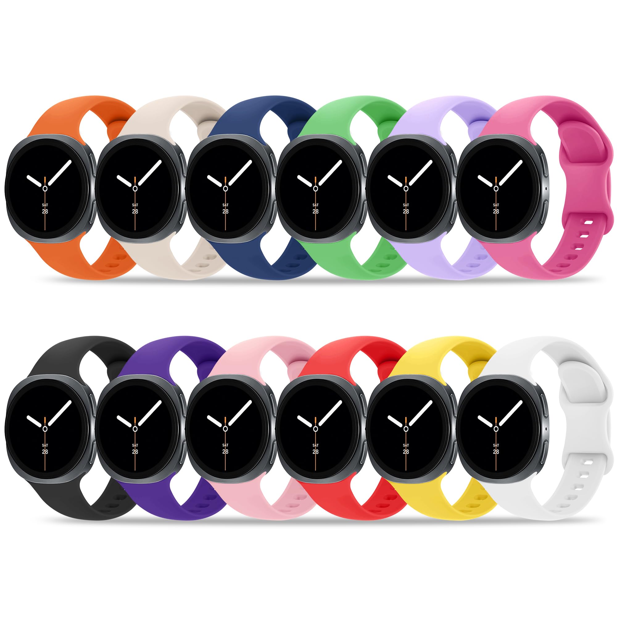 Tiorecime 12 Pack Bands Compatible with Samsung Galaxy Watch 8 40mm 44mm/Galaxy Watch 8 Classic 46mm/Galaxy Watch Ultra 47mm Band for Women Men, No Gap Soft Silicone Sport Breathable Replacement Strap