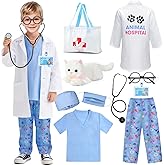 Latocos 10pcs Kids Veterinarian Costume Toddler Doctor Vet Kit Play Set Cat Coat for Boys Girls Halloween Dress Up Career Day