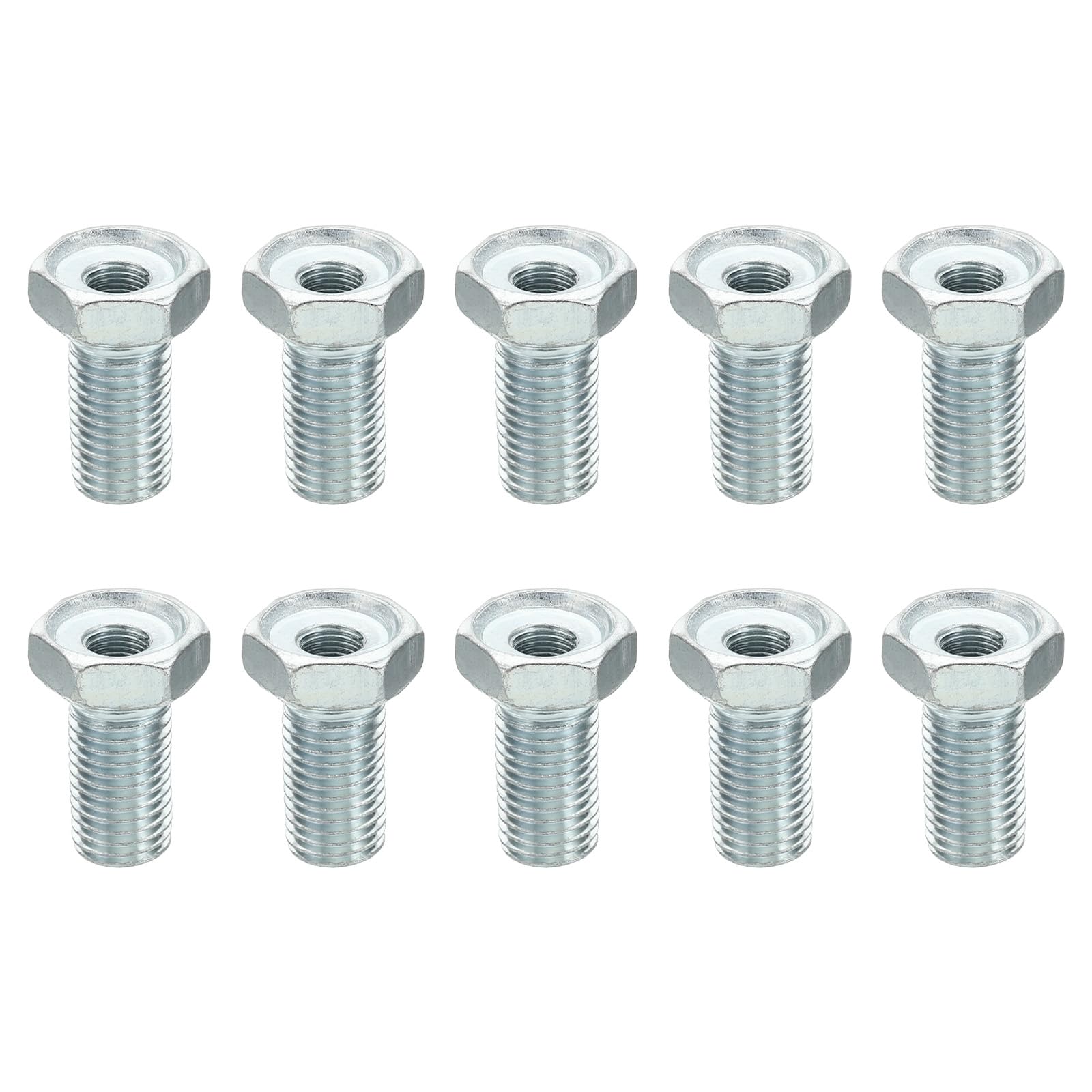 PATIKIL M16x2 to M10x1 Hex Thread Reducing Connector, 10 Pack Hollow Bolt Reducing Nut Screw Sleeve Through Hole Fasteners Adapter Reducer Hardware, 40mm
