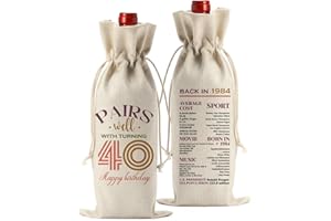 FBCCZEY Funny 40th Birthday Gifts Women 40 Year Old Birthday Gifts for Women Wine Bag Happy Anniversary 40th Birthday Party Supplies Decorations Man Woman Wine Bags for Her Him Friend