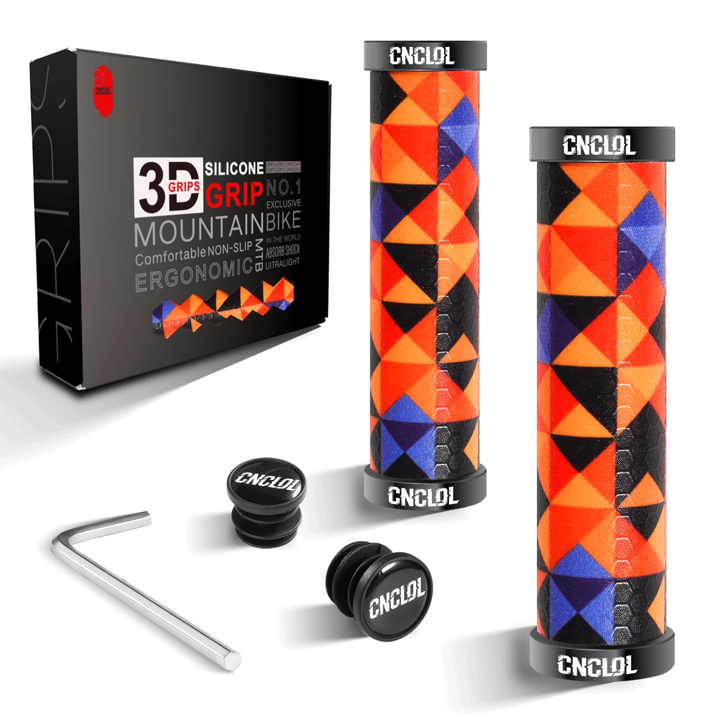 CNCLOL Silicone MTB Grips,22mm Handlebar Grips, Gel Handle grips For BMX/Bicycle/ebike Cycling Bike grips.