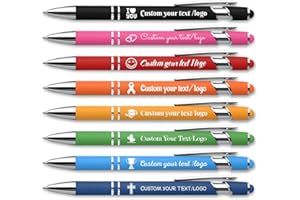 Flpoxzd Personalized Ballpoint Pens with Logo/Text - Custom Black Blue Ink Pens in Bulk - Multiple colors available - Gift fo