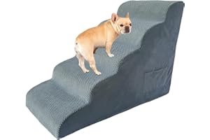YUKFONA Dog Stairs to high beds, 5-Step Small Medium Dog Steps for 24"-30 inches high Couch Bed, 2-5 Tiers Ladder Wide pet Stairs for Old Large injuried Dogs to get on Bed, Non-Slip Balanced Sturdy ramp