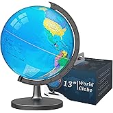 Voxelure 13" Globe for Kids &amp; Adults with Stable Heavy Metal Base | Interactive World Globe with HD Waterproof &amp; Writable Surface, Educational STEM Learning Toy, Classroom Teaching Gift