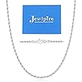 Jewlpire 2MM Italian Luxury Solid 18k Gold Over 925 Sterling Silver Chain Necklace for Women Men, Diamond Cut Rope Chain Sturdy & Comfortable Women's Chain Necklaces, 16 18 20 22 24 26 Inch