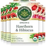 Traditional Medicinals - Organic Hawthorn With Hibiscus Herbal Tea (6 Pack) - Promotes Heart Health - 96 Tea Bags Total,16 Co