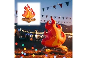 Sumind 24 Inch Large Inflatable Campfire Props Fake Flame Camping Party Scene Decoration Indoor Outdoor Overnight Camping Game Fire Props Artificial Bonfire Firewood Toys for Kids Boys