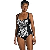 Shadow Palms Over The Shoulder Shirred Tankini Top - FINAL SALE