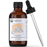 HBNO California Bottled Organic Frankincense Essential Oil 4 fl oz (120ml) - USDA Certified Oil - Organic Frankincense Essential Oil for Skin and Aromtherapy