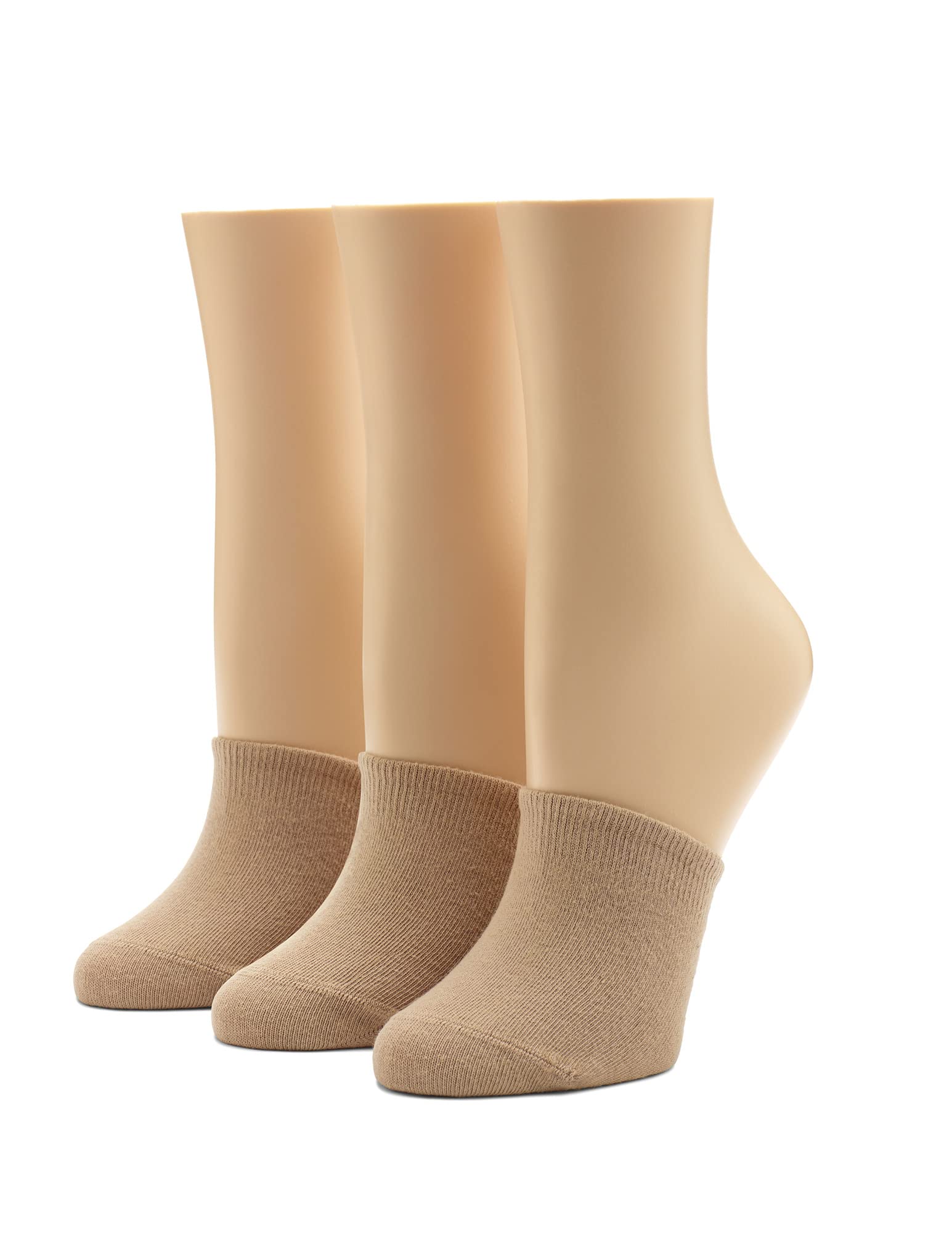 Photo 1 of HUE Women's Cotton Toe Topper 3 Pack, Cream, One Size
