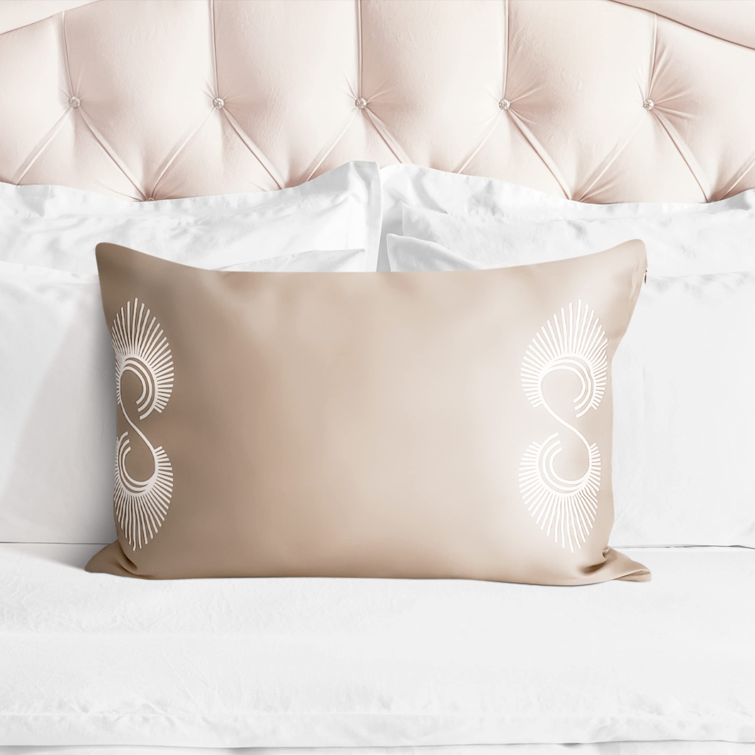 Organic Mulberry Silk Pillowcase 19 Momme - 50 x 70 - Infinie Collection - For Brittle, Fine, Damaged Hair - Alternative to Scarf, Hat, Charlotte Satin (Champagne)