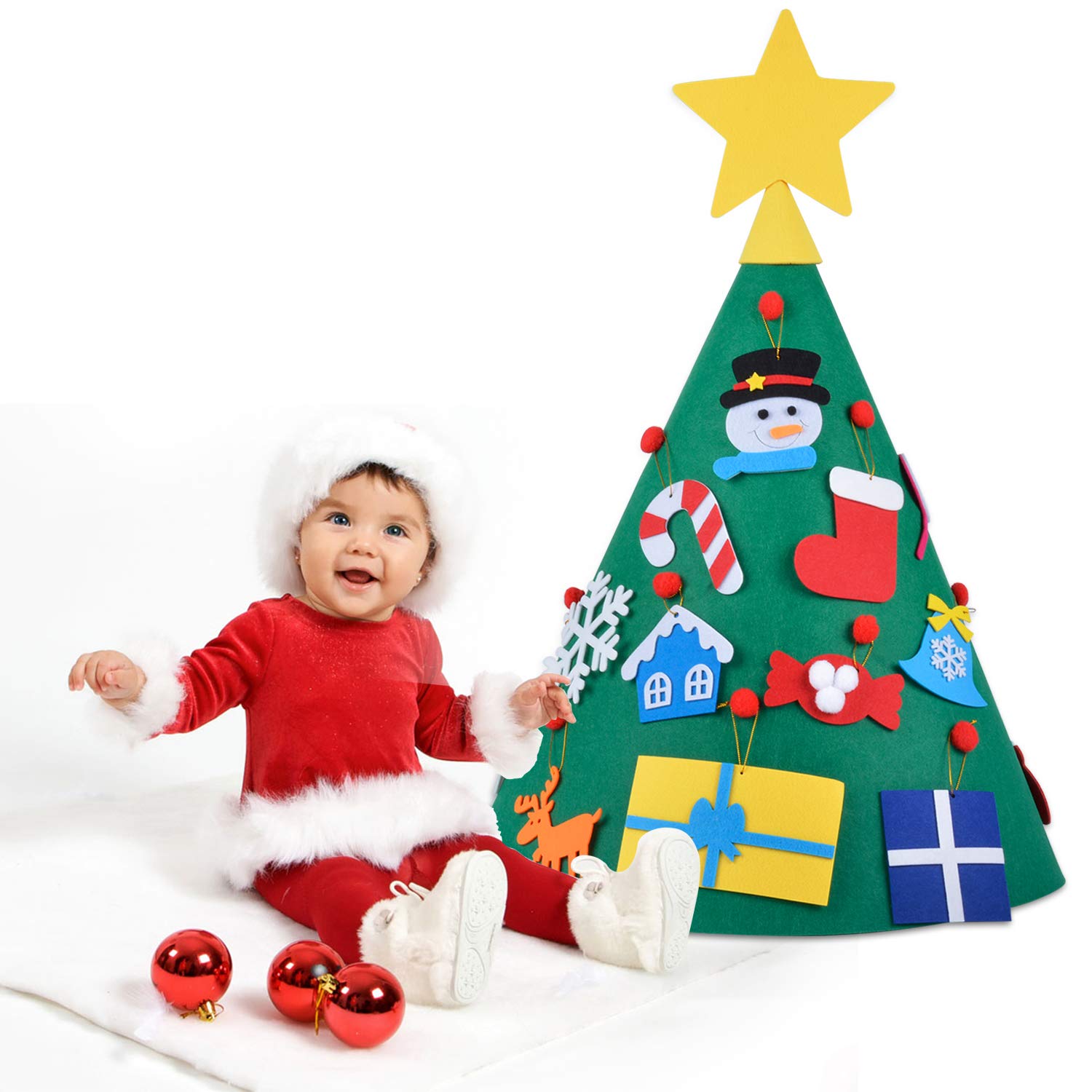 B bangcool Felt Christmas Tree for Kids 18PCS Christmas Craft Kit Xmas Tree DIY Handmade Ornament Kit Craft Supplies