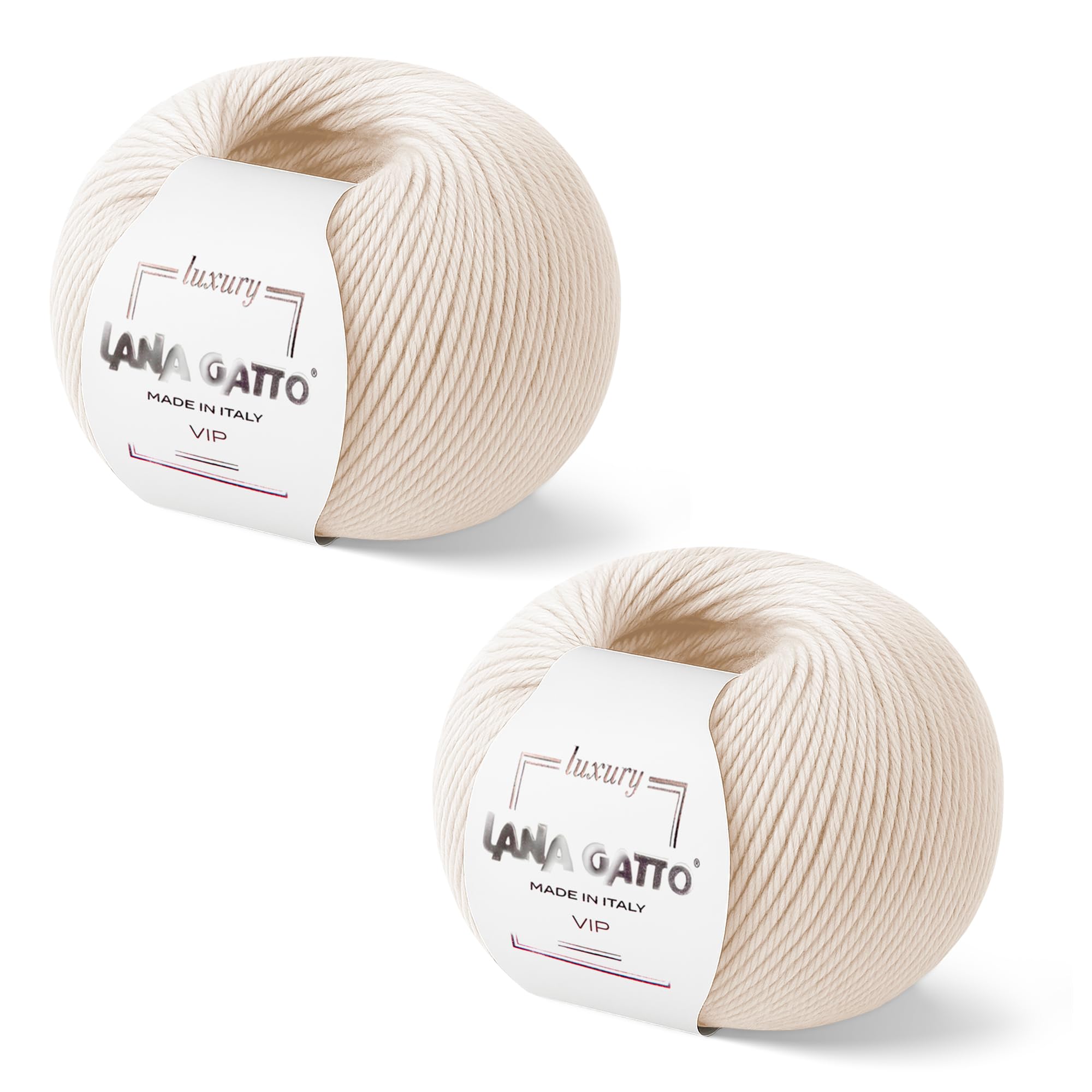 Cashmere and Extra-fine Merino Wool Knitting Balls, Lana Gatto VIP Line, 100 gr., 400 mt, (Ivory, 2)