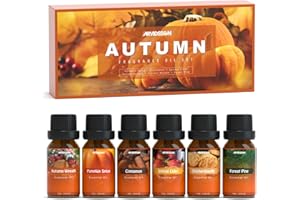 Autumn Fragrance Oil Set, ARVIDSSON Fall Essential Oils for Diffuser and Candle Making, Pumpkin Spice, Cinnamon, Spiced Cider, Snickerdoodle, Autumn Wreath, Pine, Cozy Scented Oils