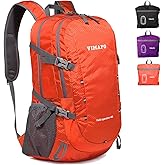vimapo Lightweight Foldable Hiking Backpack 40L, Ripstop Nylon Packable Travel Daypack, Collapsible Backpack For Traveling Hiking Camping Touring(Orange)