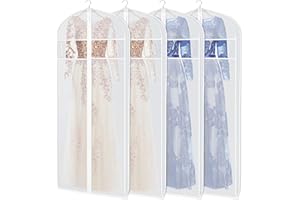 Zilink Dress Bags for Gowns Long 72-inch Garment Bags for Long Dresses Clear Dress Protector Bag with 3" Gusset and Full Length Zipper for Dresses, Fur Coat Gown Closet Storage（Set of 4）