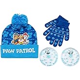 Nicklelodeon Paw Patrol Boy's Winter Hat and 2 Pair of Gloves or Mittens Set (Age 2-7) Size Age 4-7, Paw Patrol Blue Glove with Handwarmers