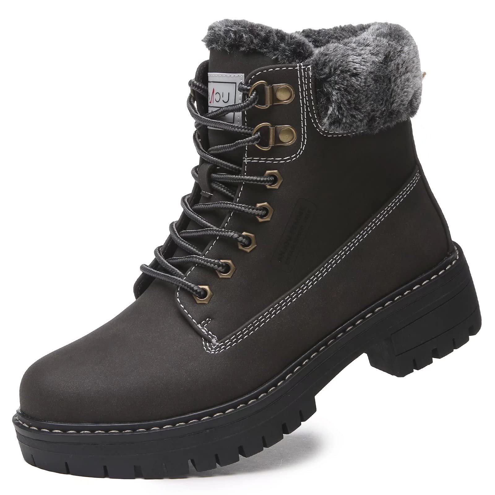 Photo 1 of ANJOUFEMME Outdoor Winter Snow Boots for Women - Womens Work Hinking Ankle Boots Waterproof Lightweigh, Backpacking Walking Trekking Hiking Shoes W116-FNW06-BLACK-8.5