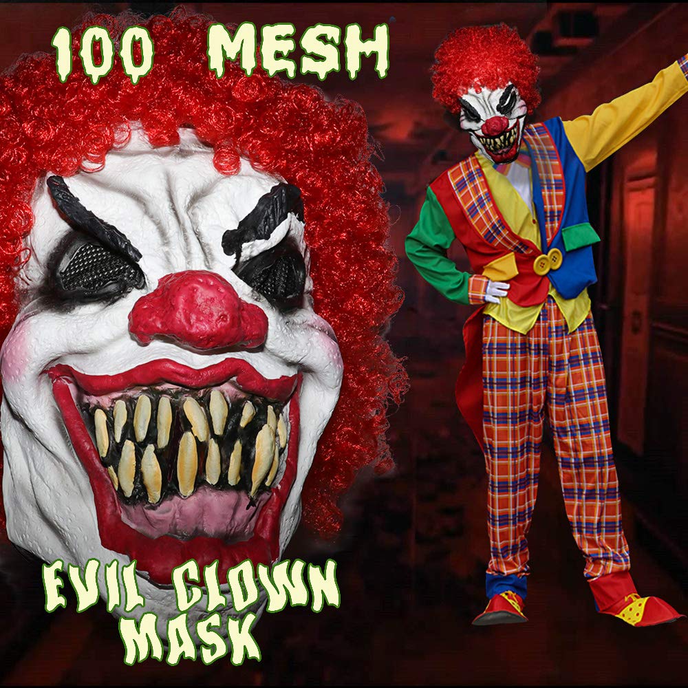 XIAO MO GU Latex Halloween Party Cosplay Face Mask Adult Scary Clown Costumes Mask with Hairs
