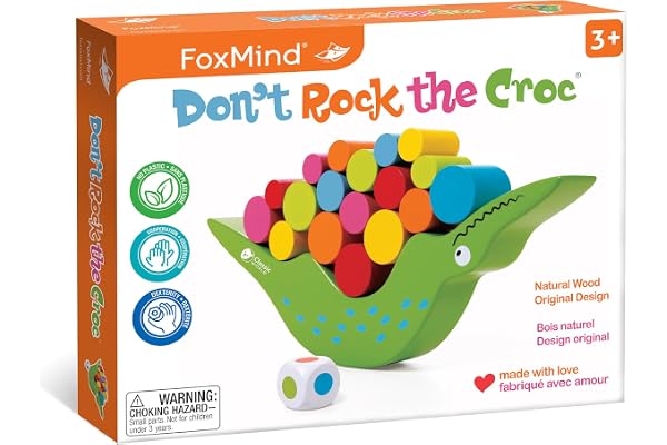 FoxMind Games: Don't Rock The Croc, Toddler Boy Girl Games, Kids Games 3-5, Multiplayer 3 Year Old Board Games for Family Fun