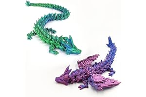 ELLOY DOC 3D Printed Dragon with Wings, 2 Pack Mystery Dragon Fidget Toy, Crystal Dragon Eggs with Dragon Inside, Home Office Decor Executive Desk Toys (Purple&Green)