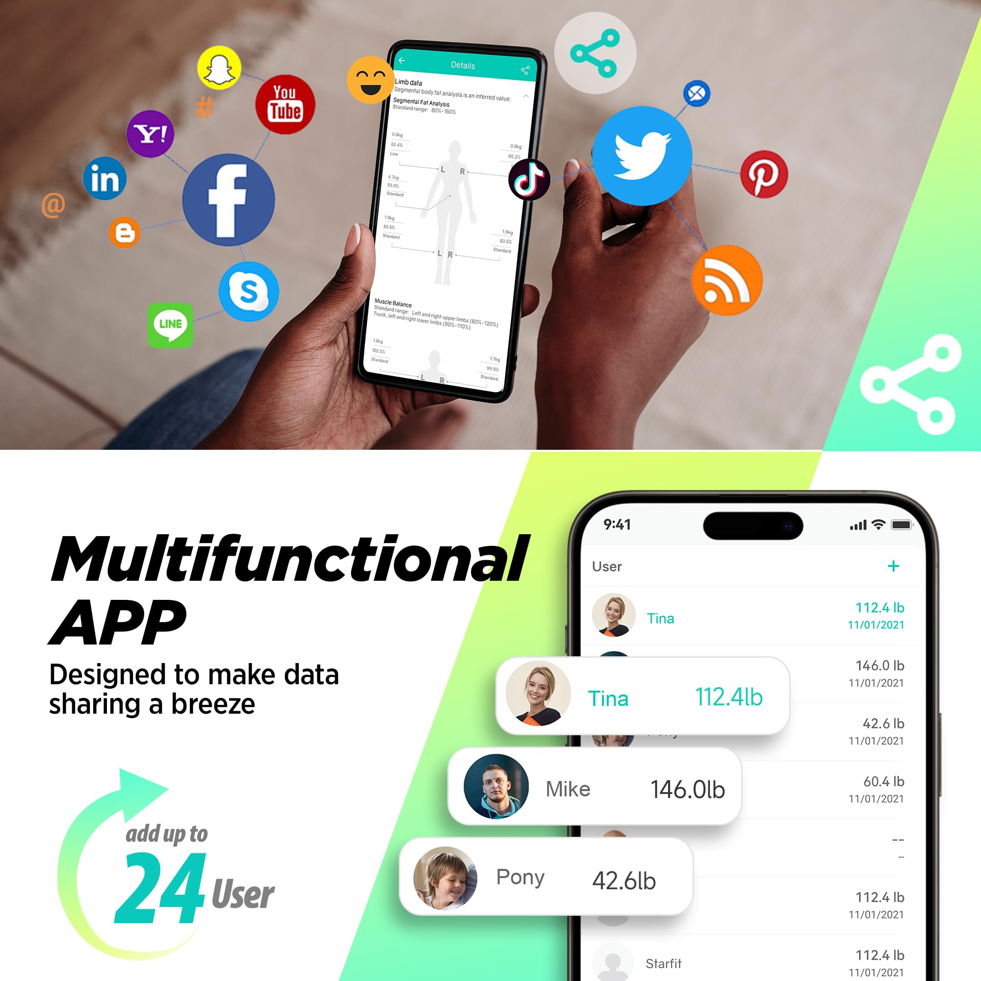 RunStar Digital Bathroom Scale for Body Weight, Body Fat, BMI 28 Measurements, Innovative 8-Electrode Smart Scales FSA&HSA Eligible with Voice Prompt Function High Accurate Bluetooth Weight Machine