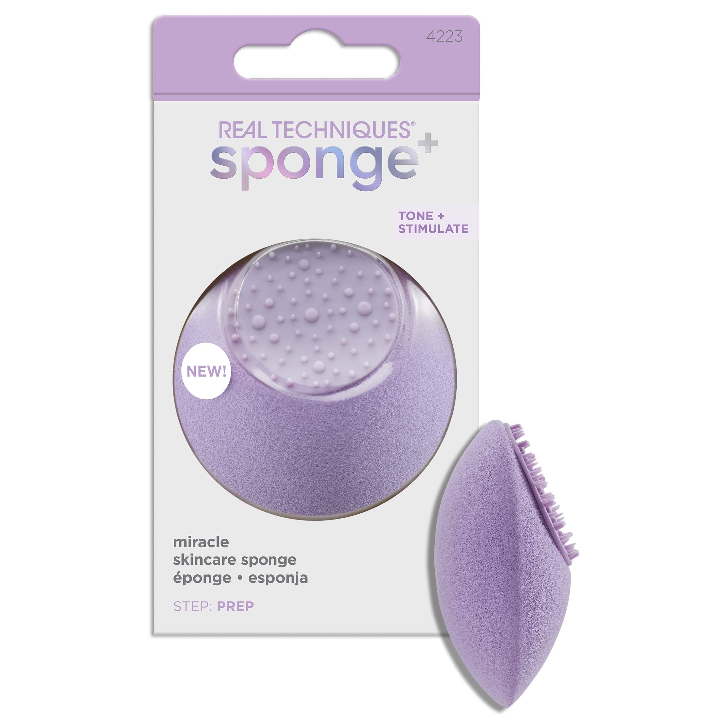 REAL TECHNIQUES Miracle Multi-functional Skincare Sponge for cleansing & massaging. Infused with Vegan Collagen