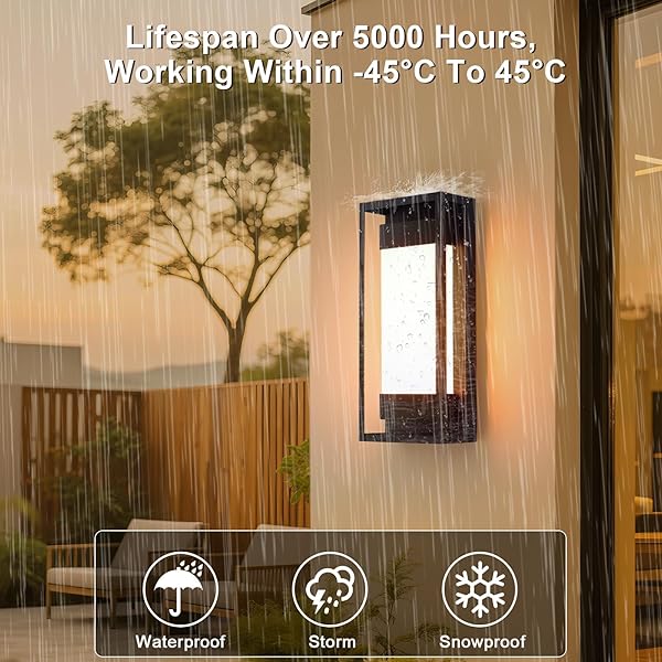 MODERN OUTDOOR WALL LIGHTS, 1500 LM SMART LED PORCH LIGHTS WITH 47 SCENE MODES, RGBCW EXTERIOR LIGHTING SCONCE, IP65 WATERPROOF, DIY COLOR EFFECTS FOR PATIO CHRISTMAS DECOR 1 PACK