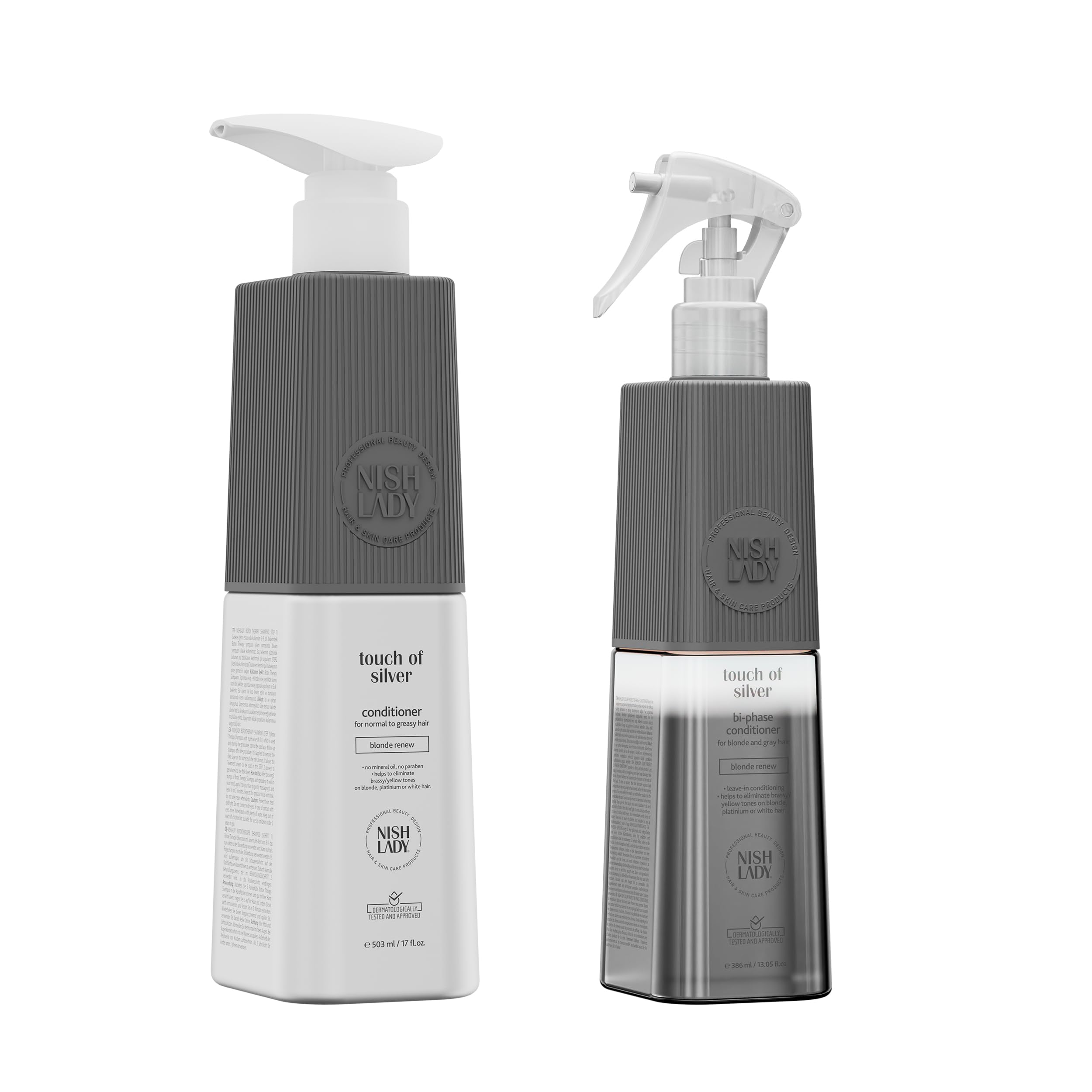 Nishlady Touch Of Silver Conditioner SET for Grey Hair, 503 & 386 ml | Blonde Renew | Purple Conditioner