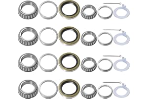 shliyitx 4 Set Traile Axle Bearings Kit L68149 L44649 with D-Style Spindle Tang Washers, Boat Trailer Bearing Kit Fits for 1-3/8" to 1-1/16" 3500 Lbs Trailer Axle 1.719" Grease Seal 10-19#84 Spindle