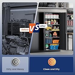 Yizosh Metal Storage Cabinet with Lock - 72" Garage