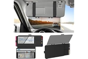 PJLJY Sun Visor Extender for Car with Registration Holder, Adjustable Car Visor Extender Sun Blocker with Registration and Insurance Holder, Polarized Anti-Glare Visor Extension