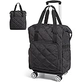 BAGSMART Rolling Duffle Bag with Wheels, 35L Carry on Travel Bag with Detachable Wheels, PVC Wet Pocket Duffel bag with Wheels, Black