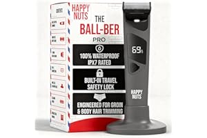 HAPPY NUTS The Ballber Pro Electric Groin & Body Hair Trimmer for Men - Mens Body Groomer Kit for Privates - Waterproof Shaver for Hard to Reach Areas